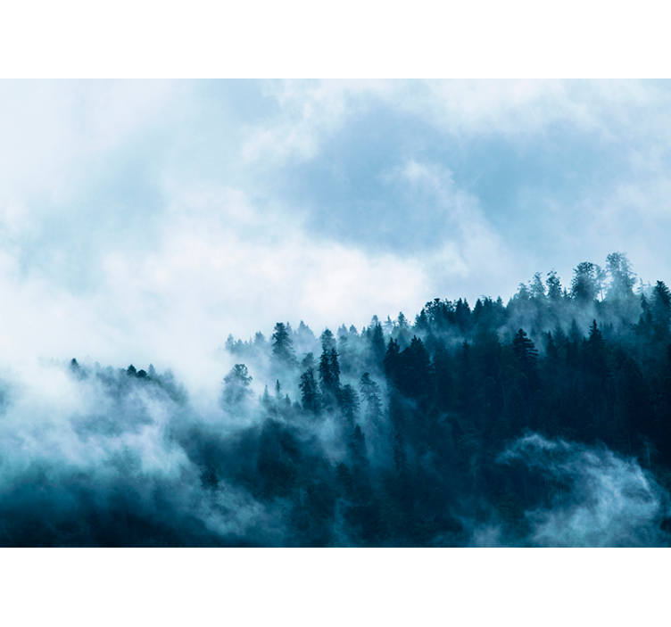 客厅的其他墙面壁画 迷雾森林场景 - TenStickers