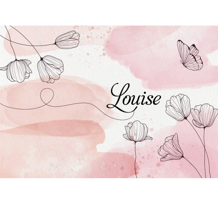 美丽的花朵，名字自定义壁画 - TenStickers