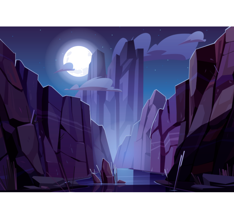 其他景观壁画月光下的岩石风景 - TenStickers