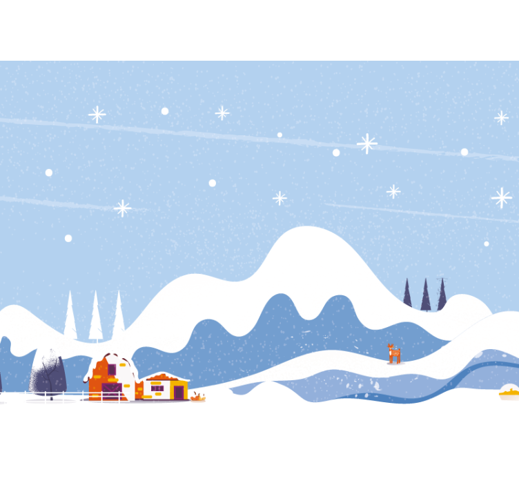 儿童房的其他壁画：手绘雪山 - TenStickers