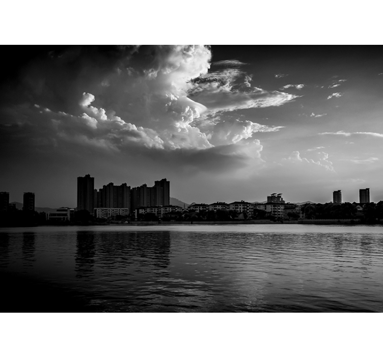 城市和乡村照片墙 城市倒影天际线 - TenStickers