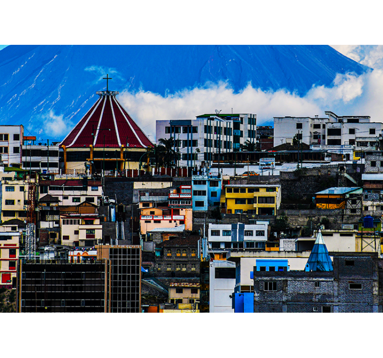 城市和乡村照片墙 火山的城市景观 - TenStickers