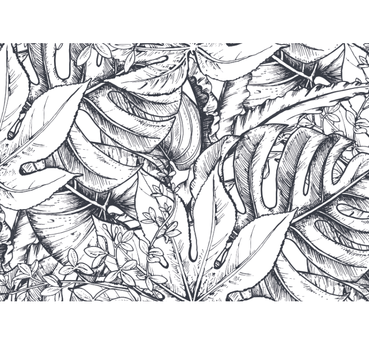 自然照片墙 绿叶植物插图 - TenStickers