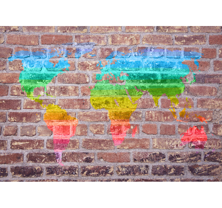 世界地图照片墙展现色彩斑斓的地理呈现 - TenStickers