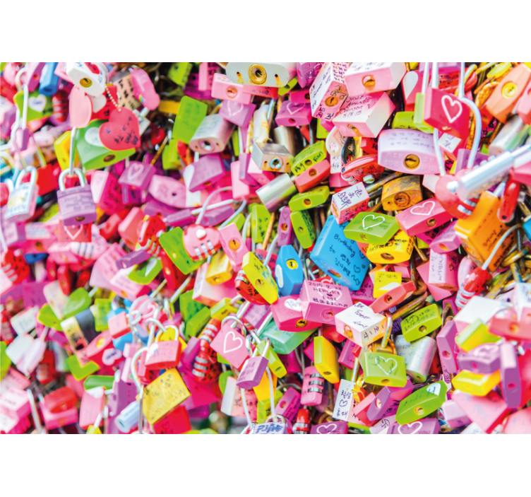 墙面壁画的爱的风格色彩缤纷的锁 - TenStickers