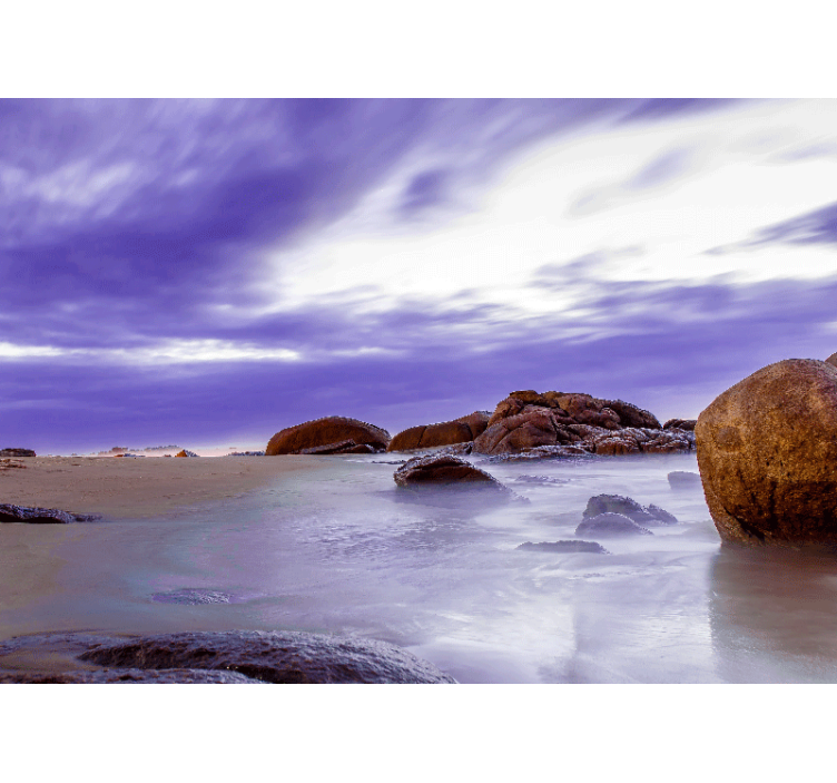 山地照片墙展示岩石海滩风景 - TenStickers