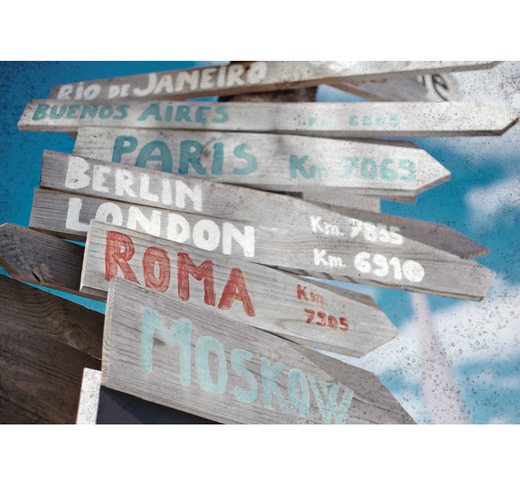 城市和乡村照片墙 全球城市方向 - TenStickers