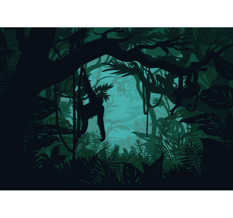 丛林壁画展现生机勃勃的丛林风景 - TenStickers