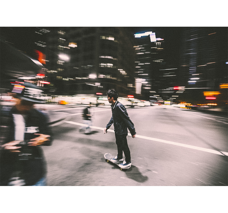 城市和乡村照片墙展示城市夜滑 - TenStickers