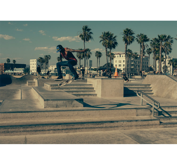 城市艺术照片壁画滑板运动员在行动 - TenStickers