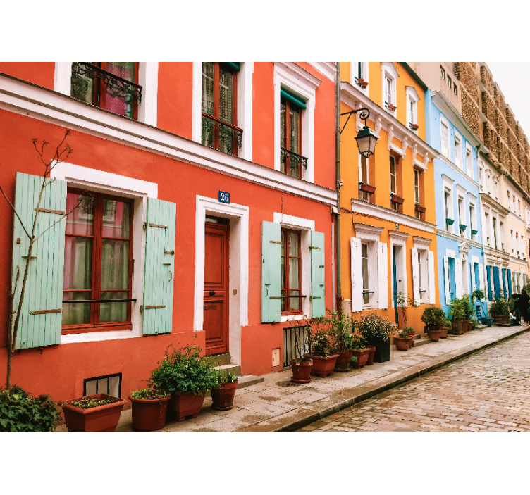 城市和乡村照片墙 色彩斑斓的巴黎建筑立面 - TenStickers