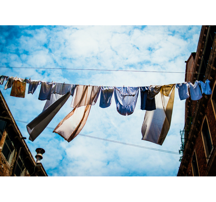 城市和乡村照片墙 晾衣绳上的微风 - TenStickers