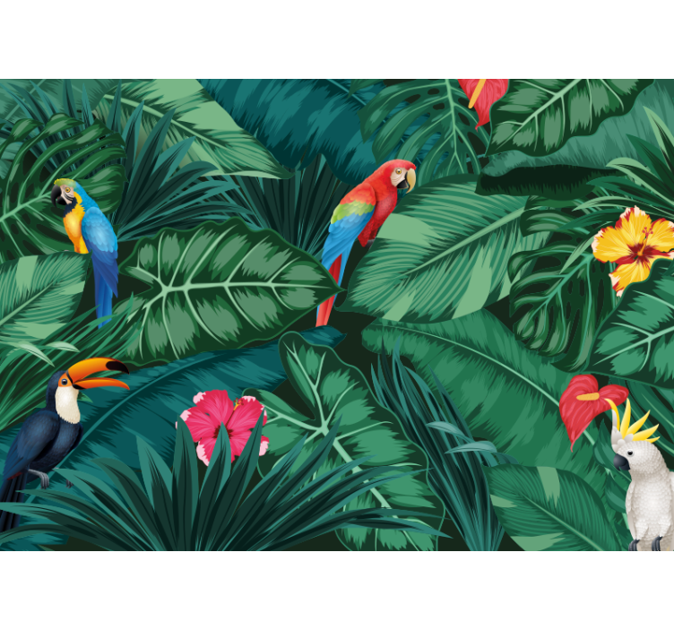 餐厅的其他壁画热带鸟类与花卉 - TenStickers
