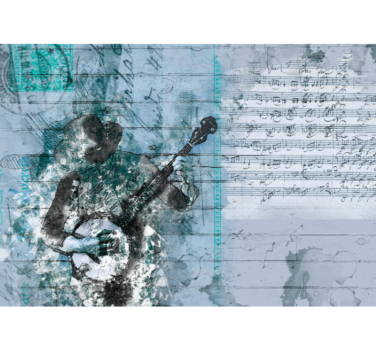 音乐照片墙：弹奏班卓琴的音乐家 - TenStickers