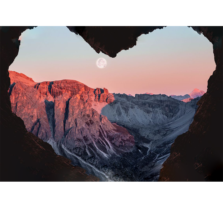 自然照片墙呈现心形山脉风景 - TenStickers