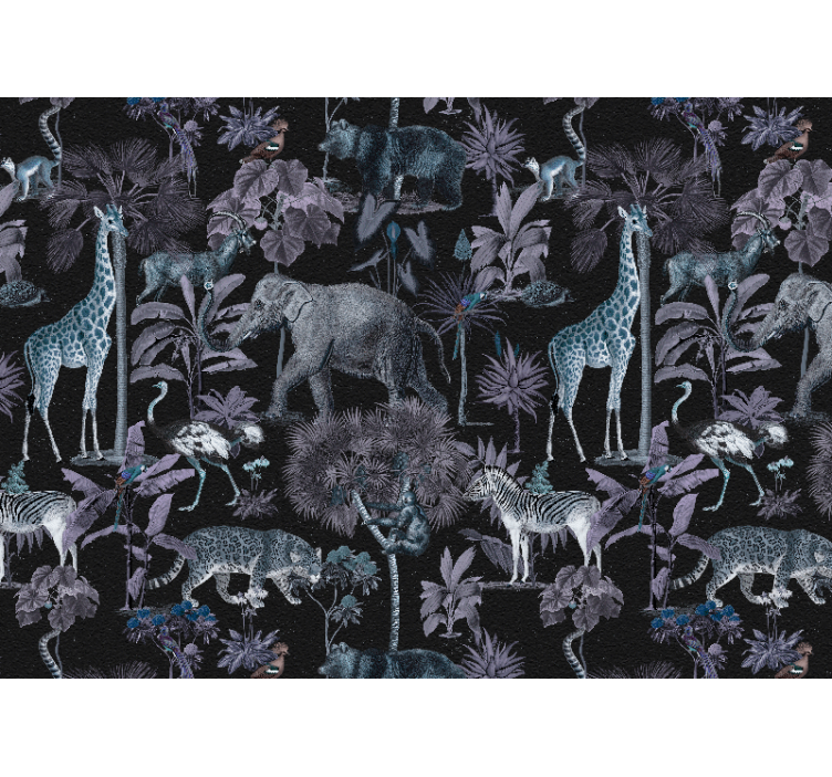 动物风格的墙面壁画野生动物探险风景 - TenStickers