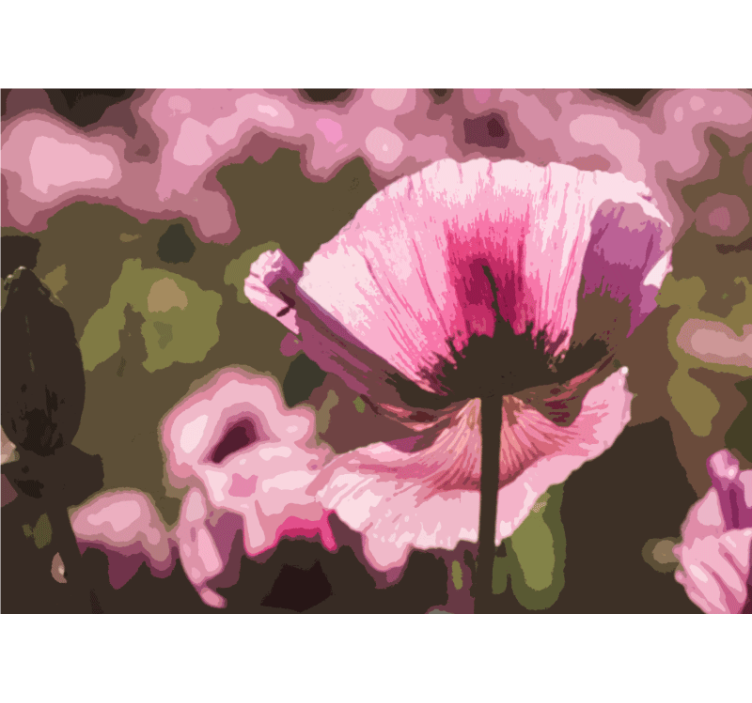 罂粟花风格的墙面壁画粉色罂粟绽放 - TenStickers