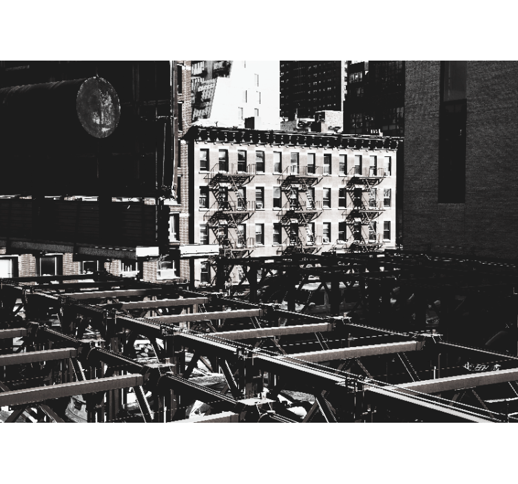 纽约城墙上的夜间屋顶壁画 - TenStickers