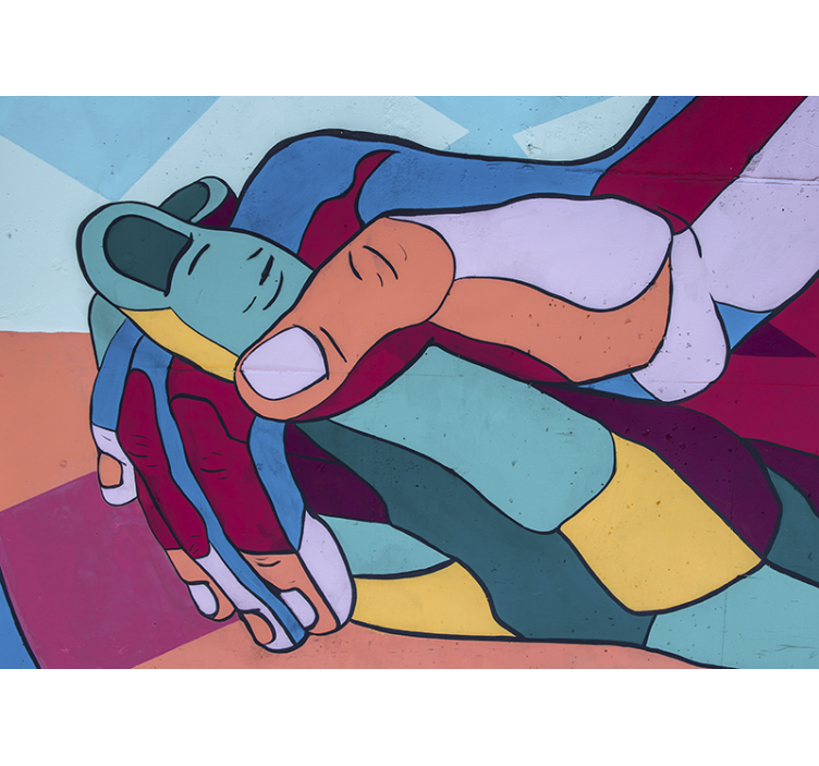 墙面壁画的爱的风格色彩缤纷的手掌拥抱 - TenStickers