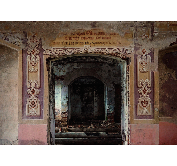 城市和乡村照片墙展现废弃复古建筑 - TenStickers