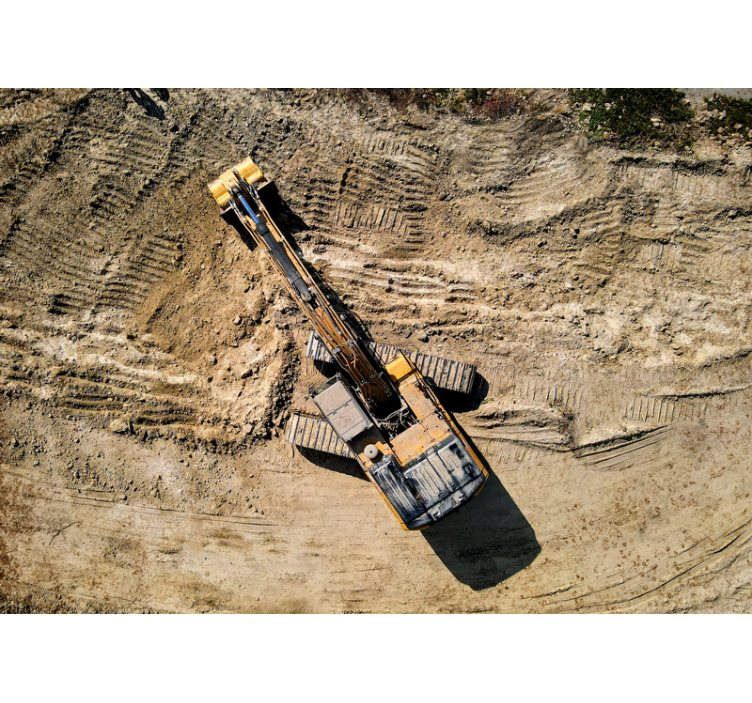 其他车辆壁画：挖掘机在工作 - TenStickers