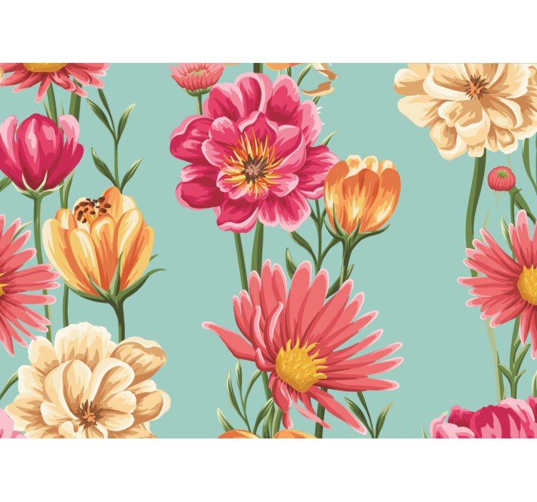 花卉照片墙展示色彩缤纷的花卉组合 - TenStickers