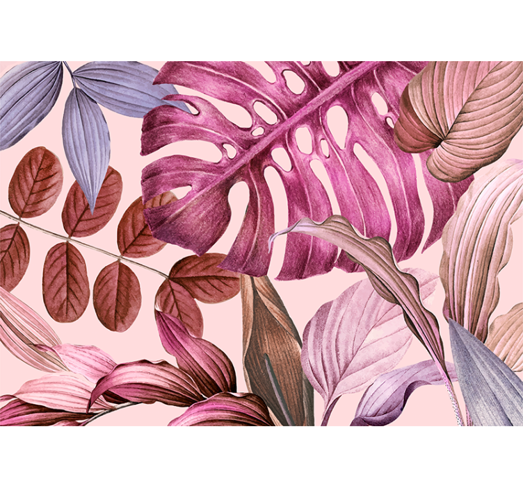 花卉照片墙展现生机勃勃的热带叶子 - TenStickers