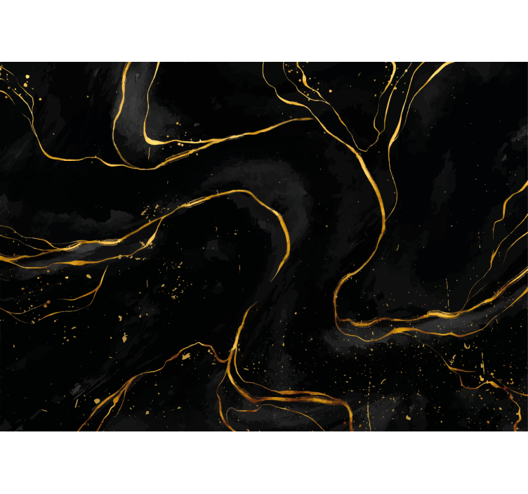 黑色和金色大理石客厅壁画 - TenStickers