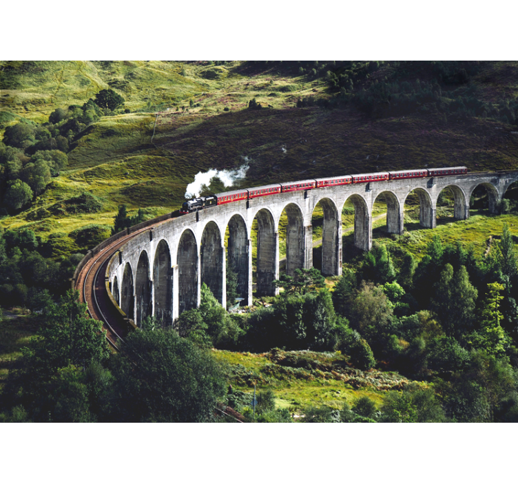 城市和乡村照片墙展示标志性铁路桥 - TenStickers