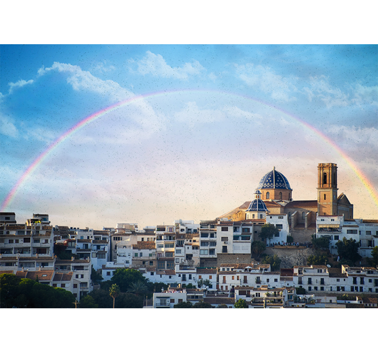 城市和乡村照片墙展示海滨小镇建筑 - TenStickers