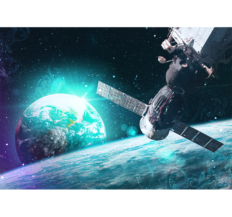 空间站和行星地球壁画 - TenStickers