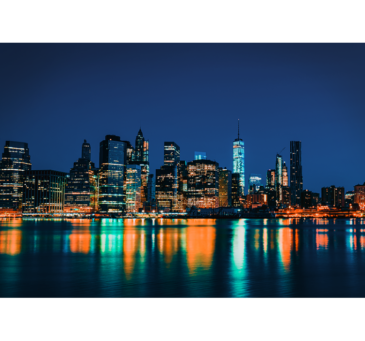 壁画 纽约壁画壁纸 纽约天际线夜景 - TenStickers