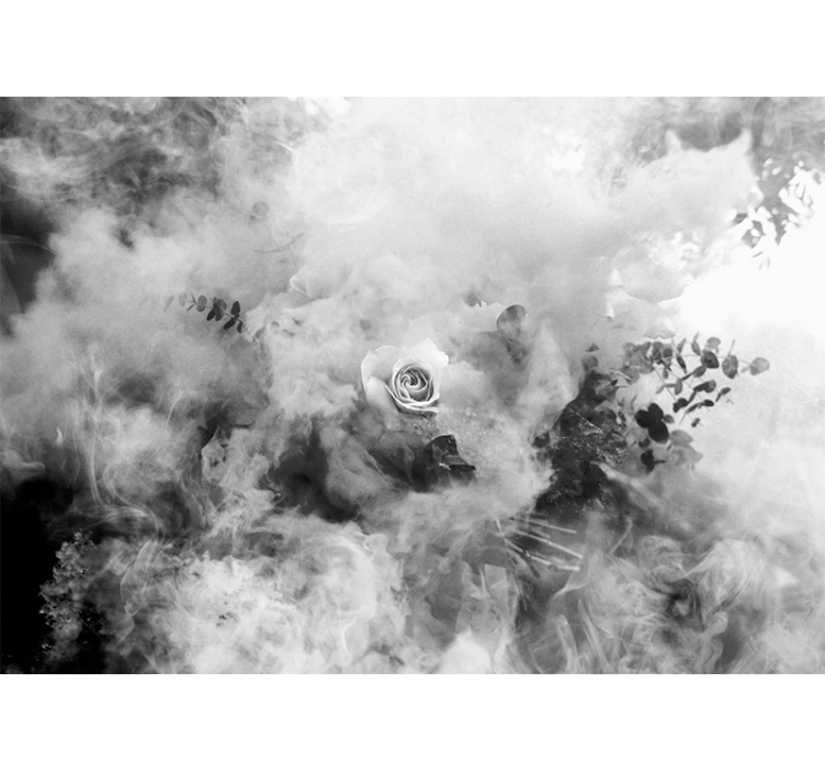 花卉照片墙展现梦幻白玫瑰 - TenStickers