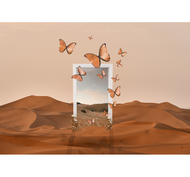 自然照片墙与飞舞的蝴蝶 - TenStickers