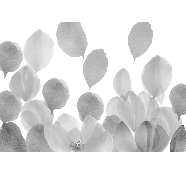 罂粟花风格的墙面壁画优雅叶子设计 - TenStickers