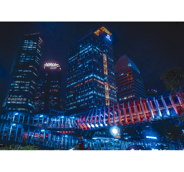 城市和乡村照片墙现代城市夜景 - TenStickers