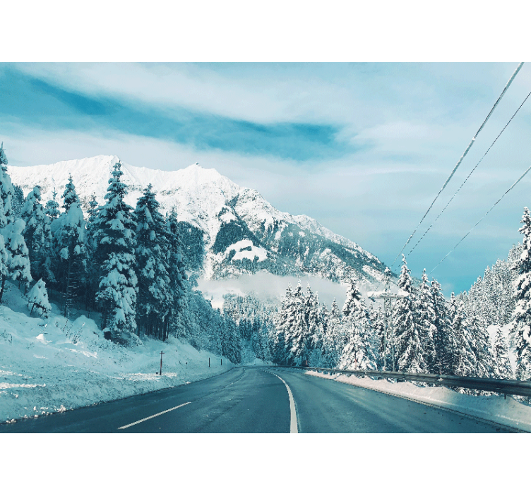 山地照片墙搭配雪山公路主题 - TenStickers