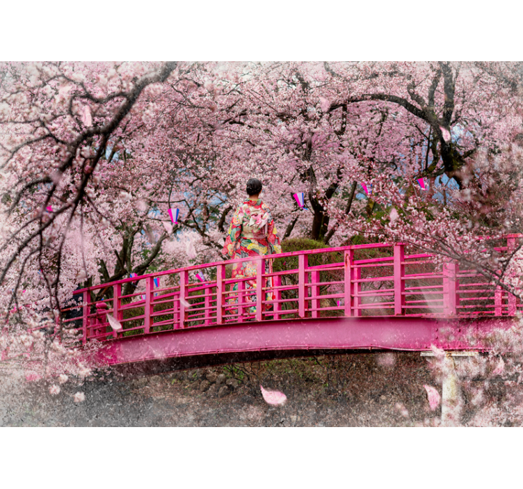 花卉照片墙樱花场景 - TenStickers
