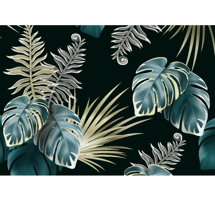 自然照片墙展示热带植物元素 - TenStickers