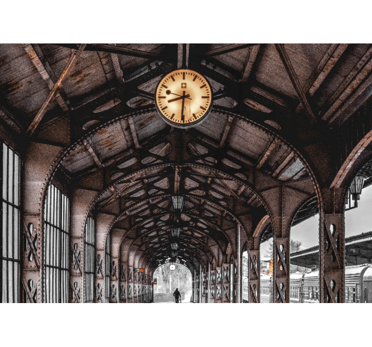 城市和乡村照片墙时钟车站拱门 - TenStickers