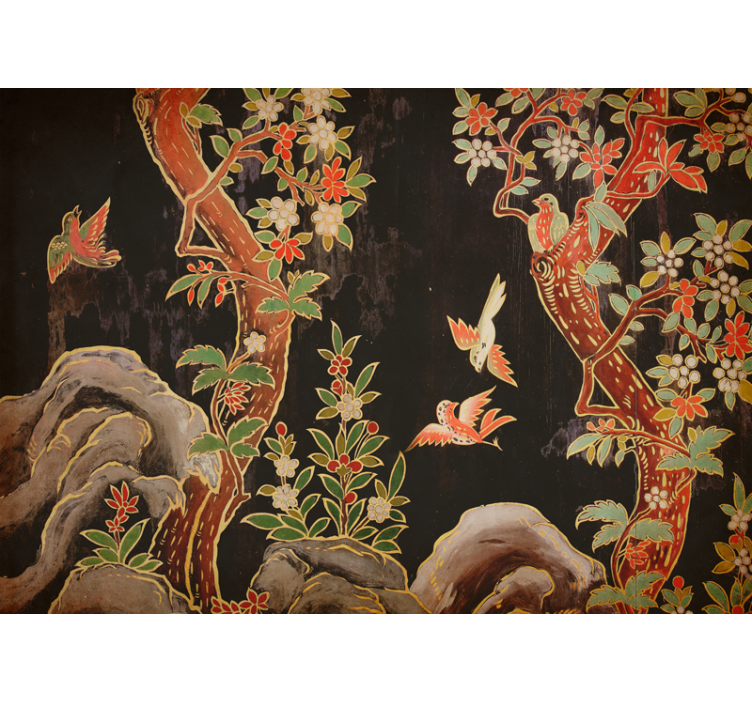 动物风格的墙面壁画热带鸟类场景 - TenStickers