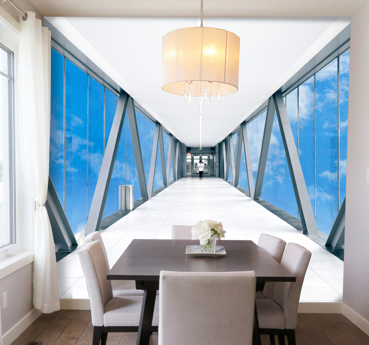 3D效果照片墙 宽阔的走廊视野 - TenStickers