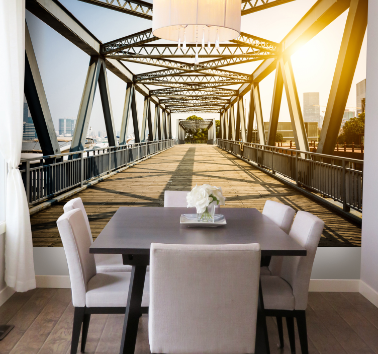 3d效果桥墙壁画 - TenStickers