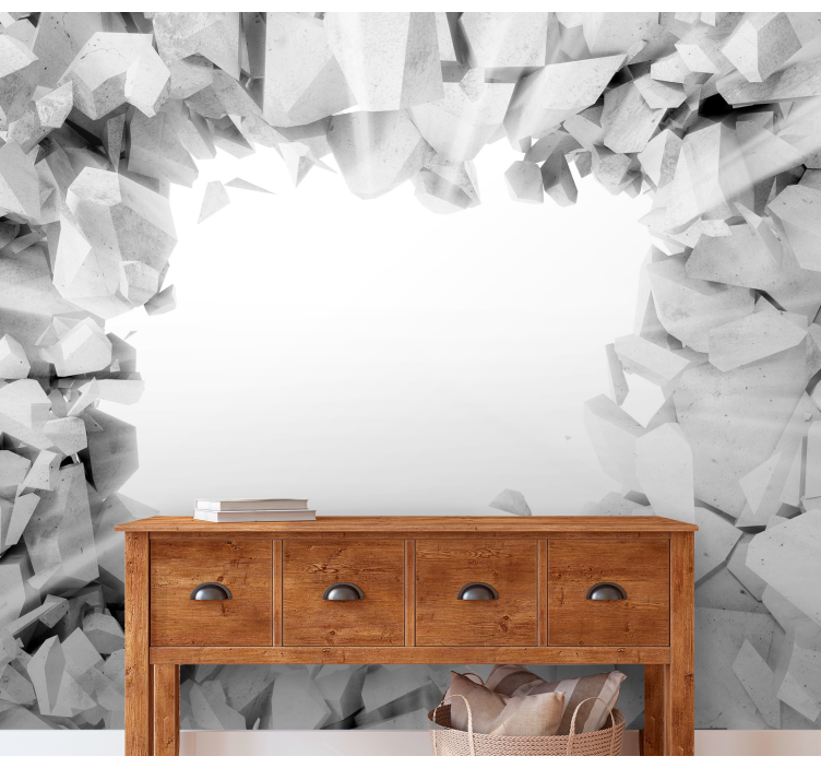 3d效果照片墙呈现破碎混凝土纹理 - TenStickers