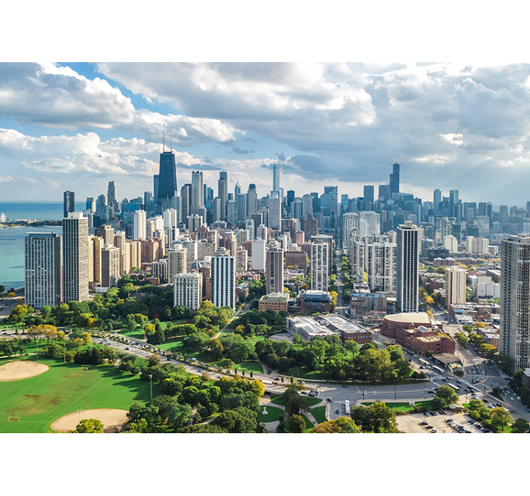 城市和乡村照片墙 芝加哥的天际线 - TenStickers