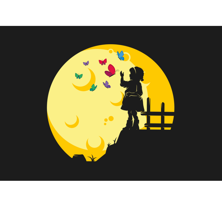 幼儿园的其他壁画儿童剪影蝴蝶 - TenStickers