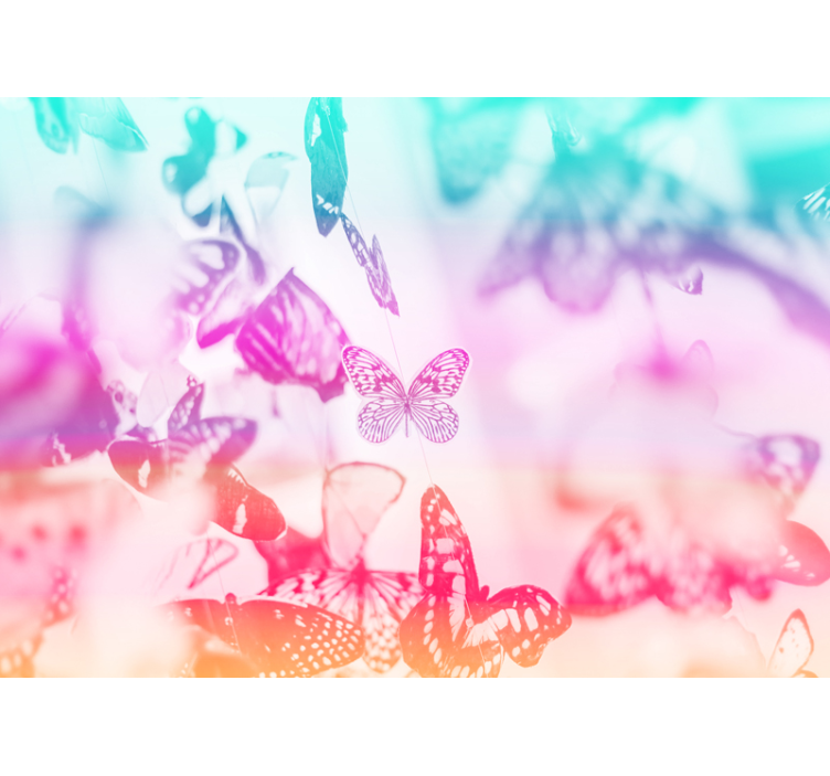 花卉照片墙蝴蝶花园场景 - TenStickers