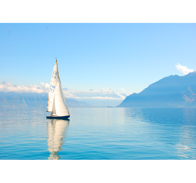 海洋与帆船在海壁画下 - TenStickers