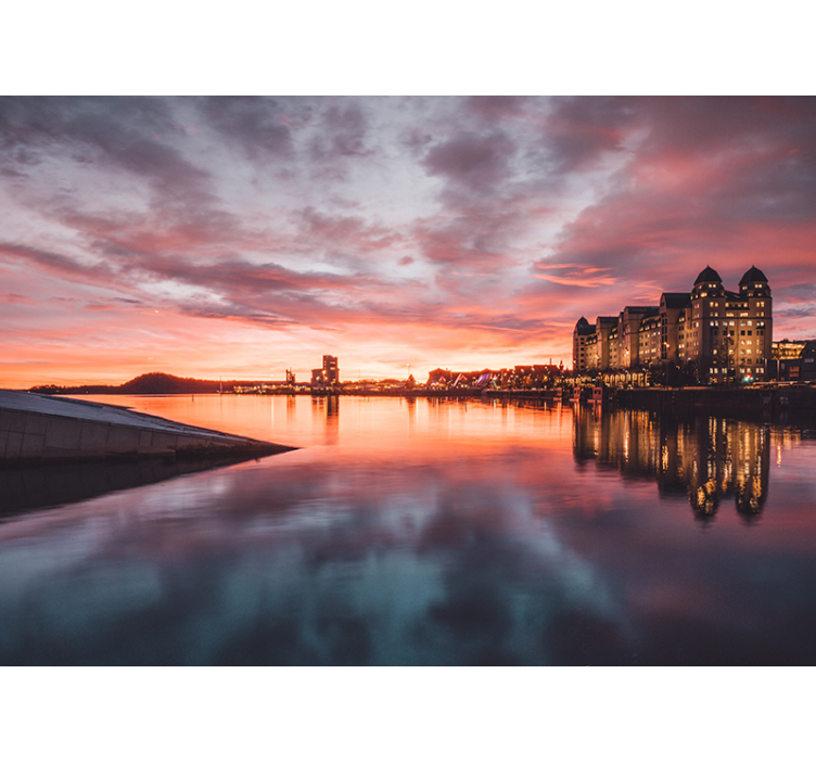 城市和乡村照片墙 日落的城市倒影 - TenStickers