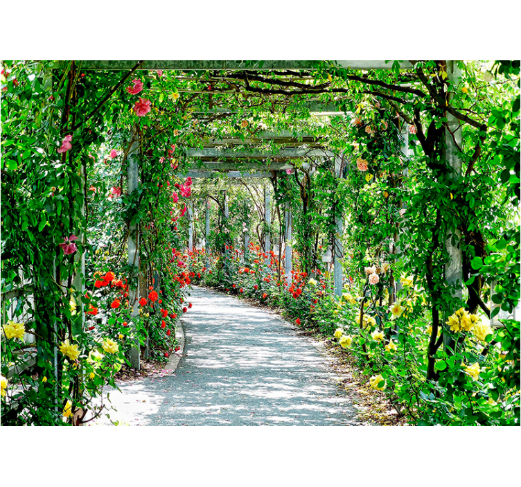 花卉照片墙生机盎然的花卉拱廊 - TenStickers